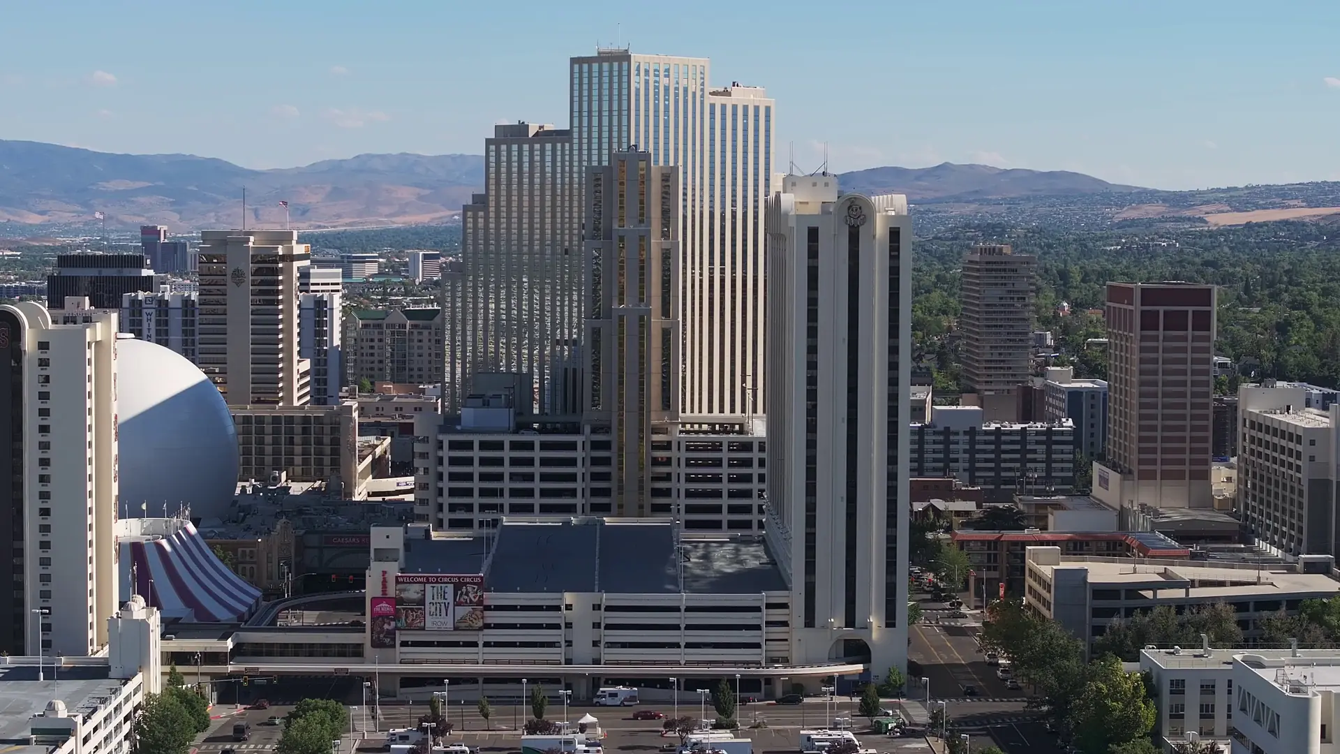 Reno skyline with the Sierra Nevada in the background